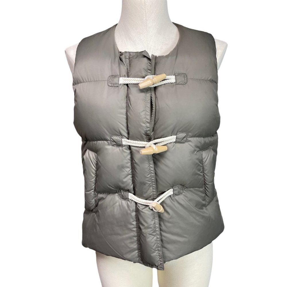 G1 Goods Olive Green Down Filled Nautical Puffer Vest Large